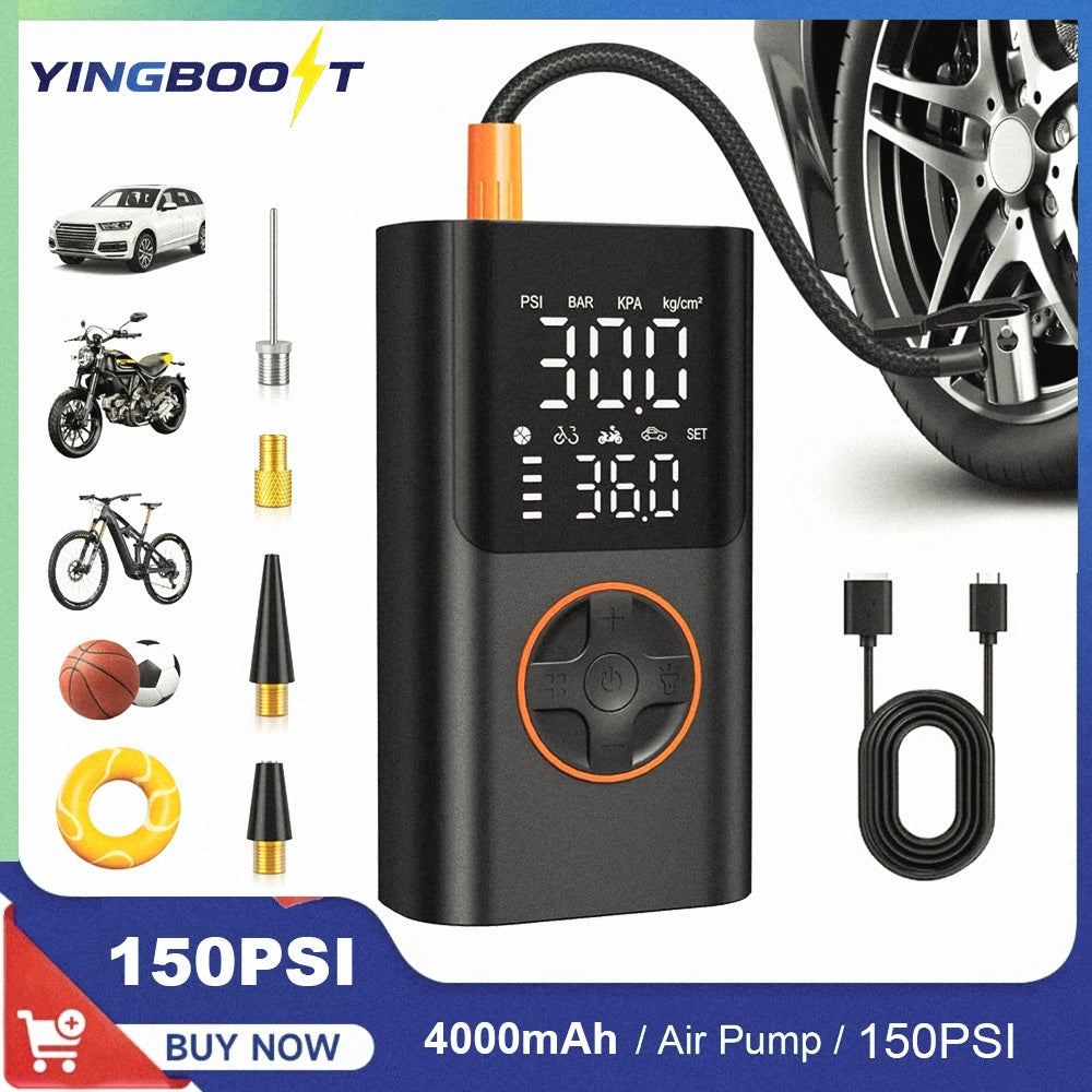 Inflador Inteligente Portátil – 150 PSI de Alta Potencia